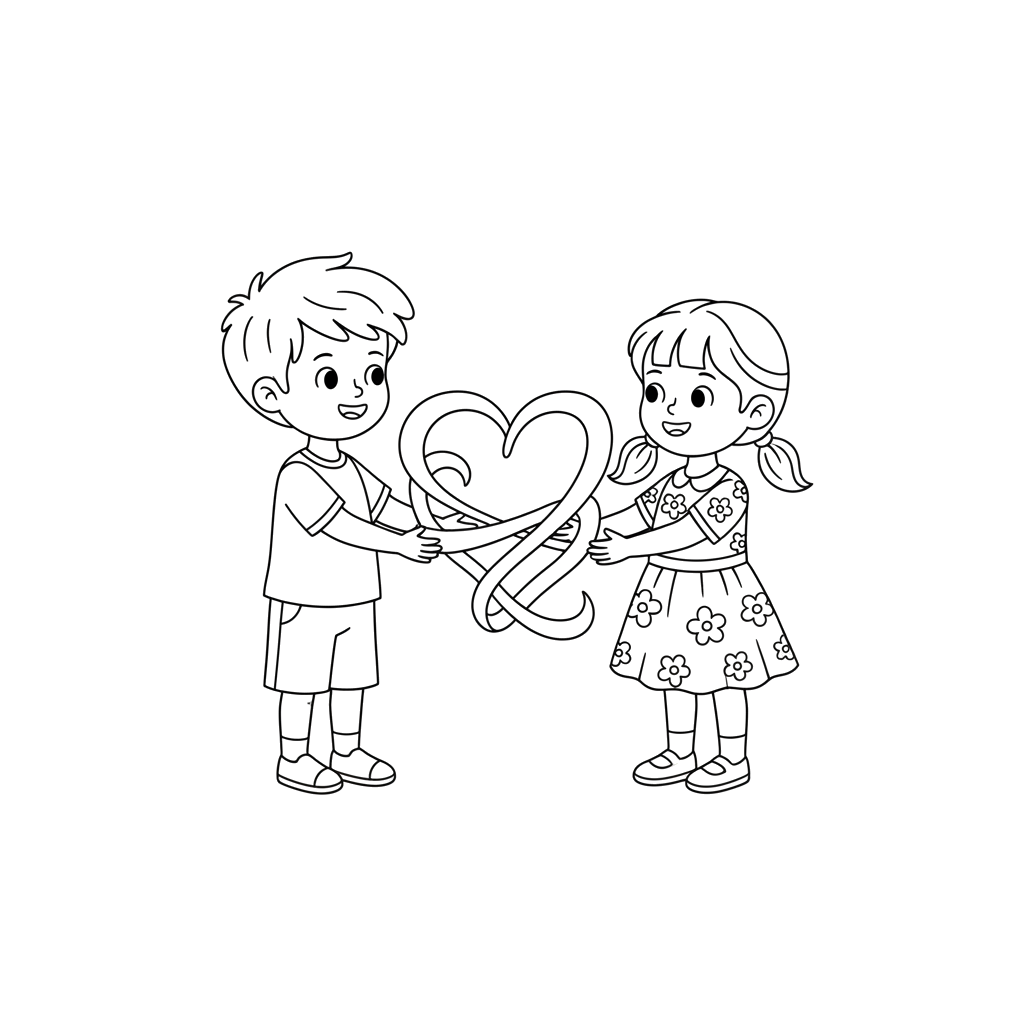 Мальчик и девочка, а между ними сердечко