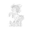Символ 2026 года огненная лошадь и надпись - 2026