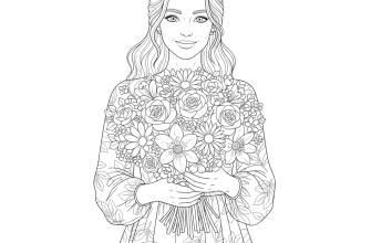 Женщина с букетом цветов