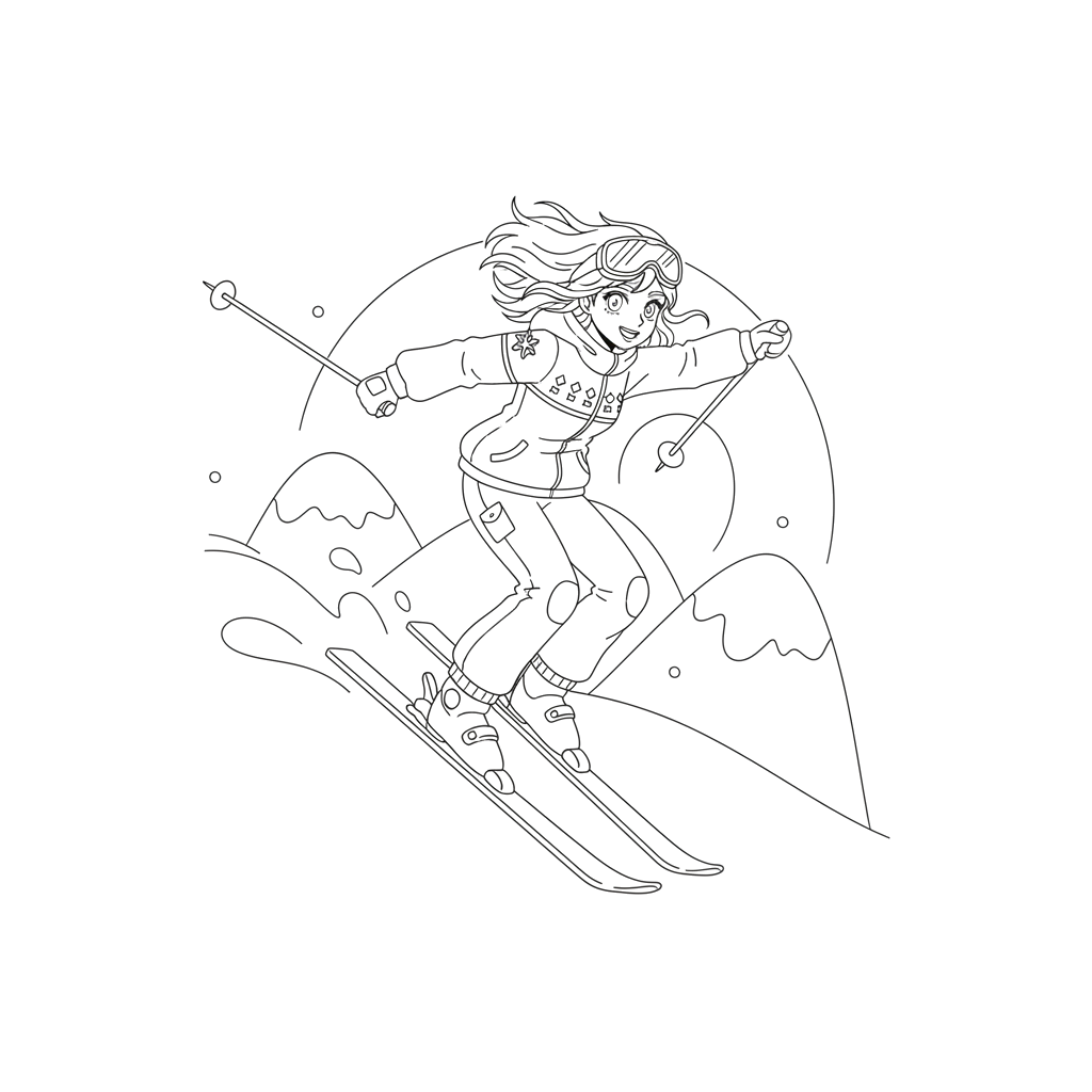 2. Лыжник в стиле аниме