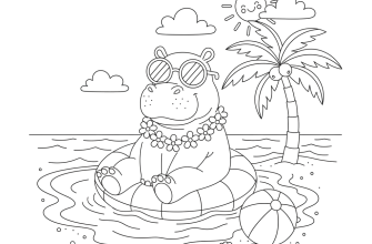 Бегемот на пляже