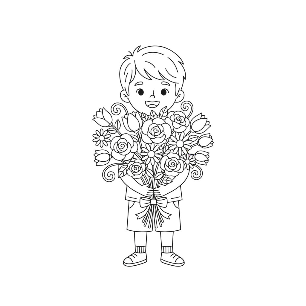 Мальчик с букетом