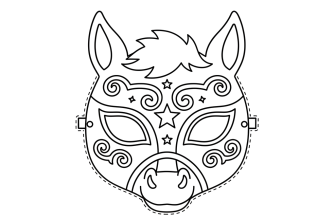 2. Шаблон карнавальной маски Лошади для вырезания