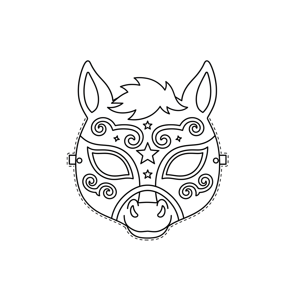 2. Шаблон карнавальной маски Лошади для вырезания