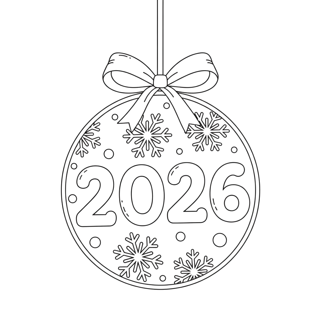 Елочный шар, на котором написано 2 0 2 6