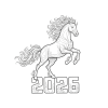 Символ 2026 года огненная лошадь. Которая прыгает через надпись - 2026