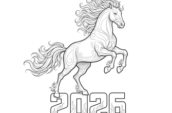 Символ 2026 года огненная лошадь. Которая прыгает через надпись - 2026