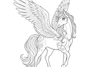 Лошадь с крыльями в стиле аниме