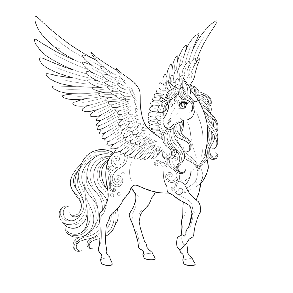 Лошадь с крыльями в стиле аниме