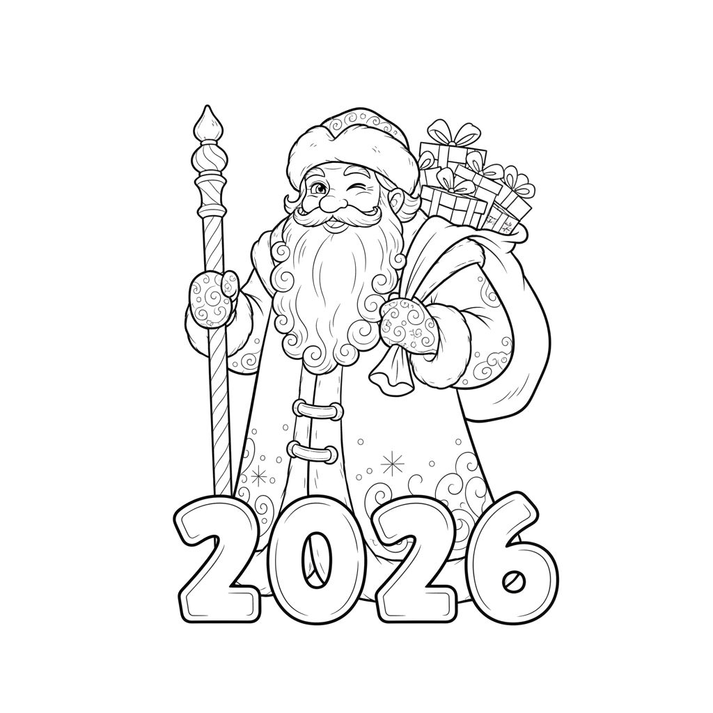 Дед мороз и надпись - 2026