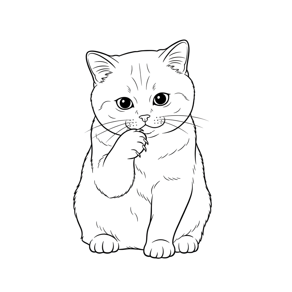 2. Кот британец рассматривает свои когти