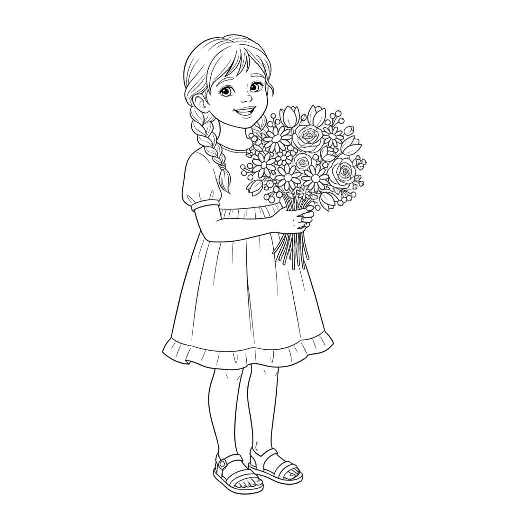 Девочка с букетом цветов
