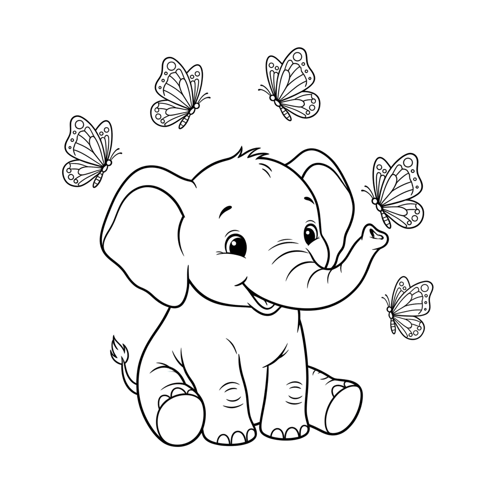 Слоник и бабочки