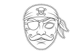 2. Шаблон карнавальной маски Пирата для вырезания
