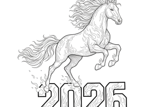 3.Символ 2026 года огненная лошадь. Которая прыгает через надпись - 2026