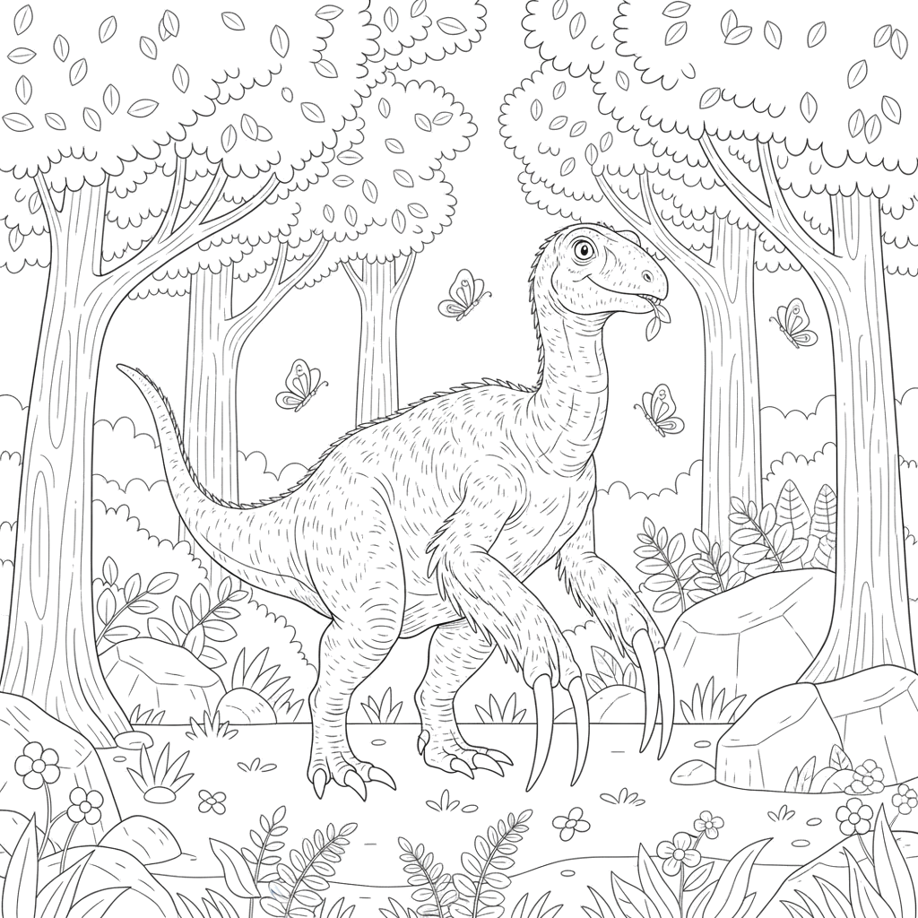 2. Теризинозавр в лесу