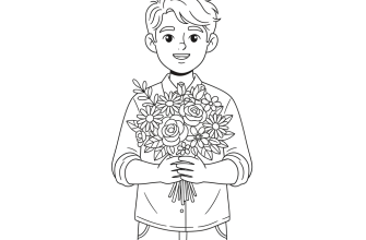 Парень с букетом цветов