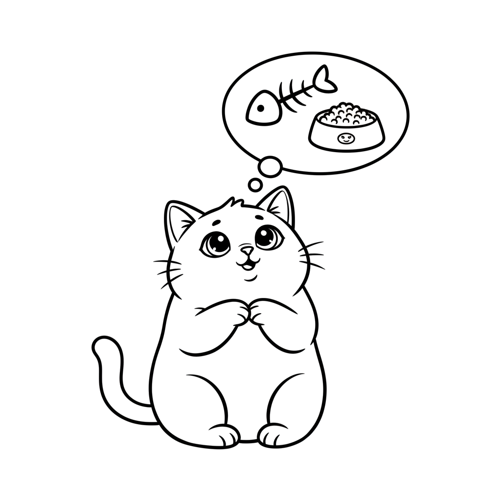 Кот показывает, что хочет кушать