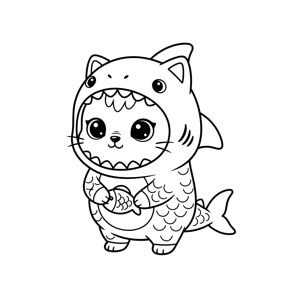 Кот в костюме акулы