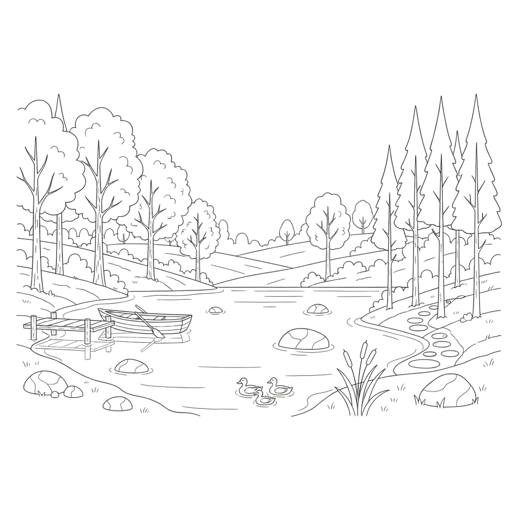 2. Озеро в лесу