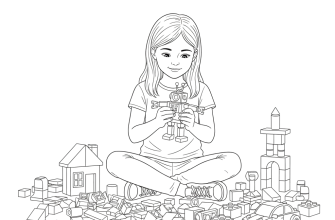 Девочка играет в конструктор