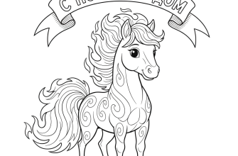 Добрая огненная лошадь крупным планом и надпись С НОВЫМ ГОДОМ