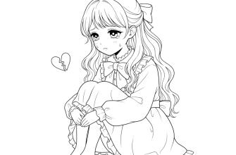 2. Грустная девочка в стиле аниме