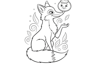 Лиса и колобок, который сидит у неё на носу