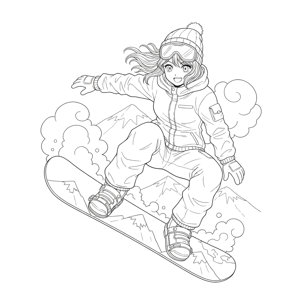 2. Сноубордист в стиле аниме