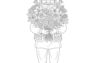 Дедушка с букетом цветов