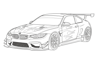 раскраска бмв гоночная