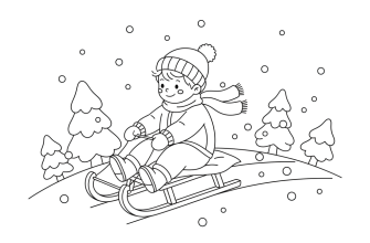 Ребёнок едет на санках